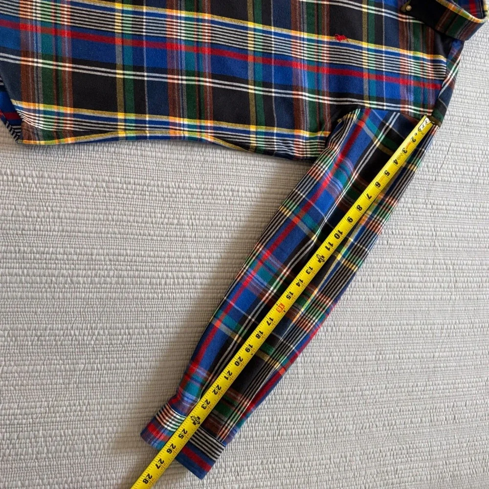 Ralph Lauren Mens  Custom Fit Plaid Flannel Button Down Shirt Multi Color Size L